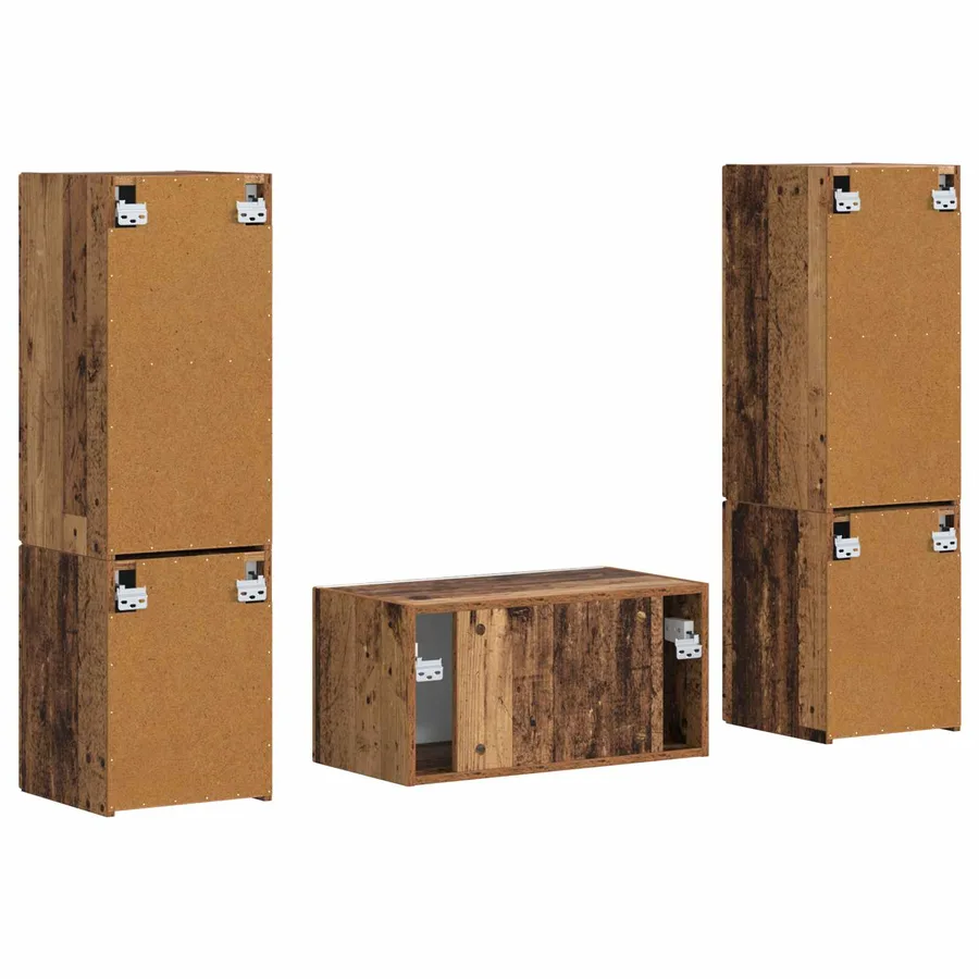 Ensemble meuble TV 5 pcs Bois Ancien Bois d'ingénierie - 9