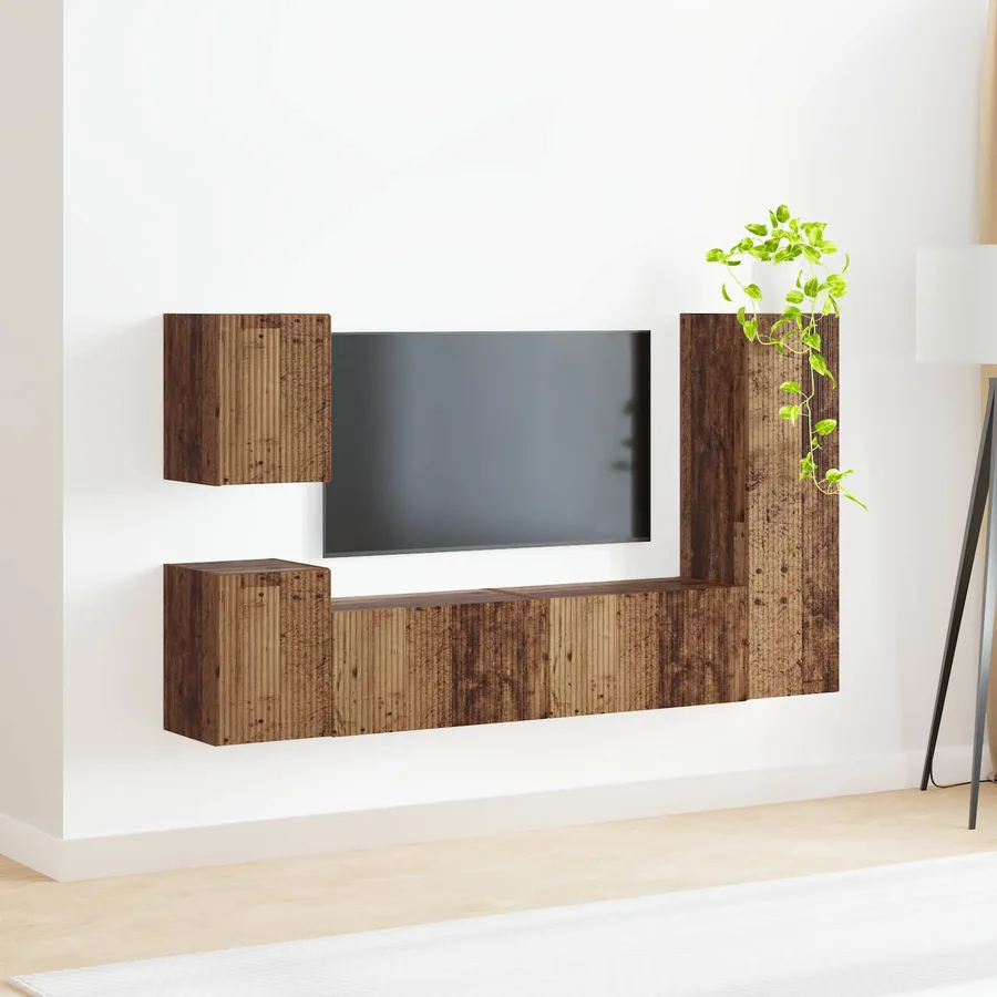 Ensemble meuble TV 4 pcs Bois ancien Bois d'ingénierie - 4