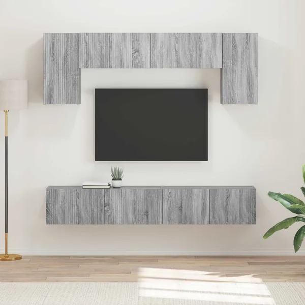 Ensemble meuble TV 4 pcs Gris Sonoma Bois d'ingénierie