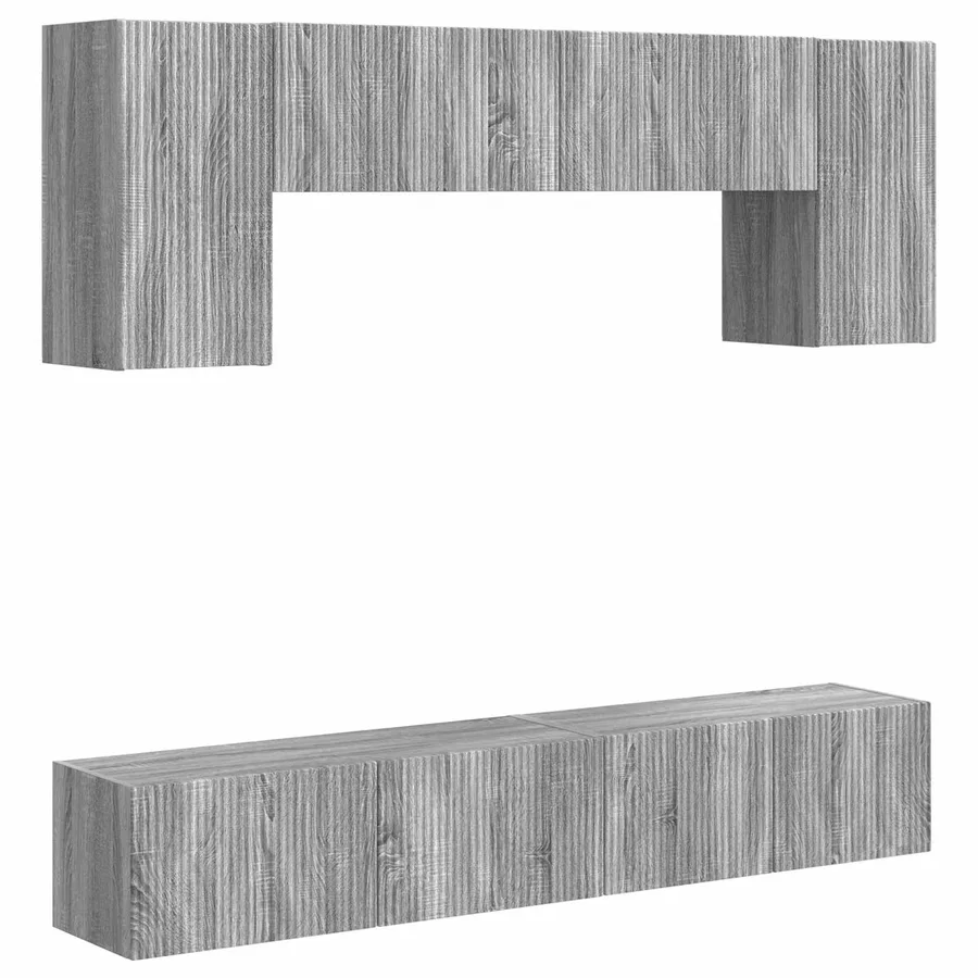 Ensemble meuble TV 4 pcs Gris Sonoma Bois d'ingénierie - 2