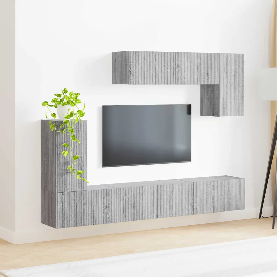 Ensemble meuble TV 4 pcs Gris Sonoma Bois d'ingénierie - 4