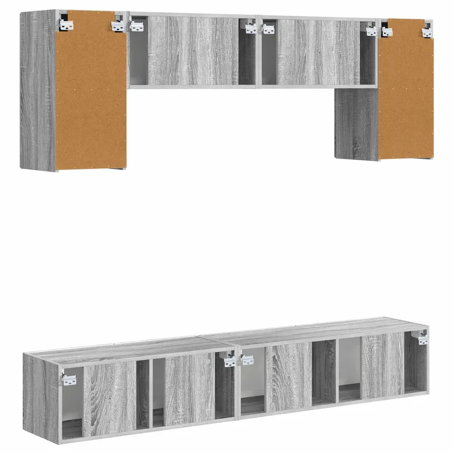 Ensemble meuble TV 4 pcs Gris Sonoma Bois d'ingénierie - 8