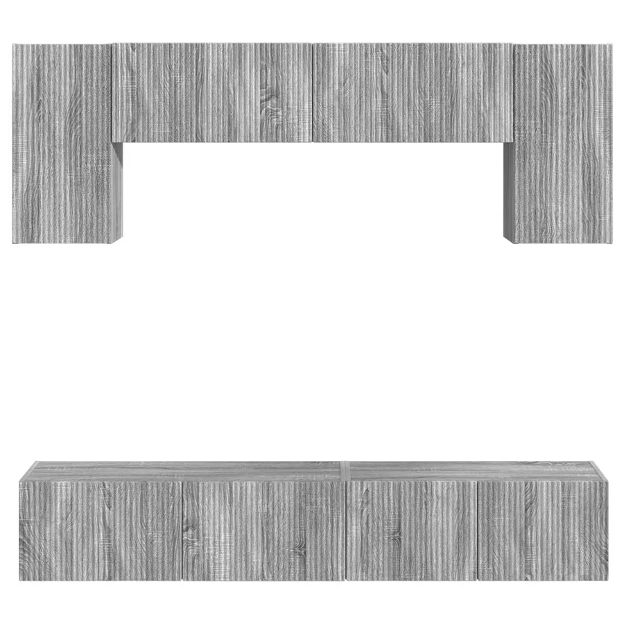 Ensemble meuble TV 4 pcs Gris Sonoma Bois d'ingénierie - 9