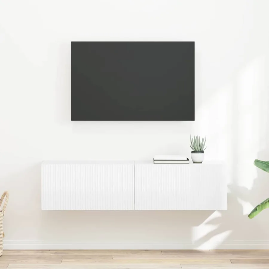 Meuble TV mural 2 pcs Blanc Brillant 60 x 31 x 29,5 cm
