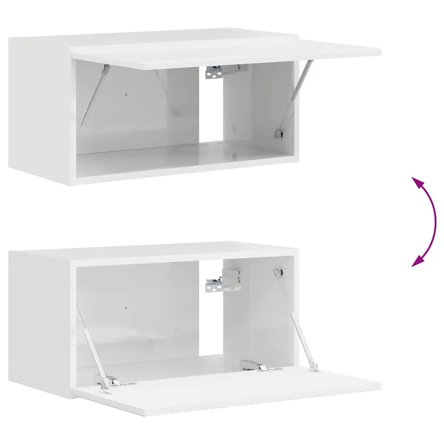 Meuble TV mural 2 pcs Blanc Brillant 60 x 31 x 29,5 cm - 12