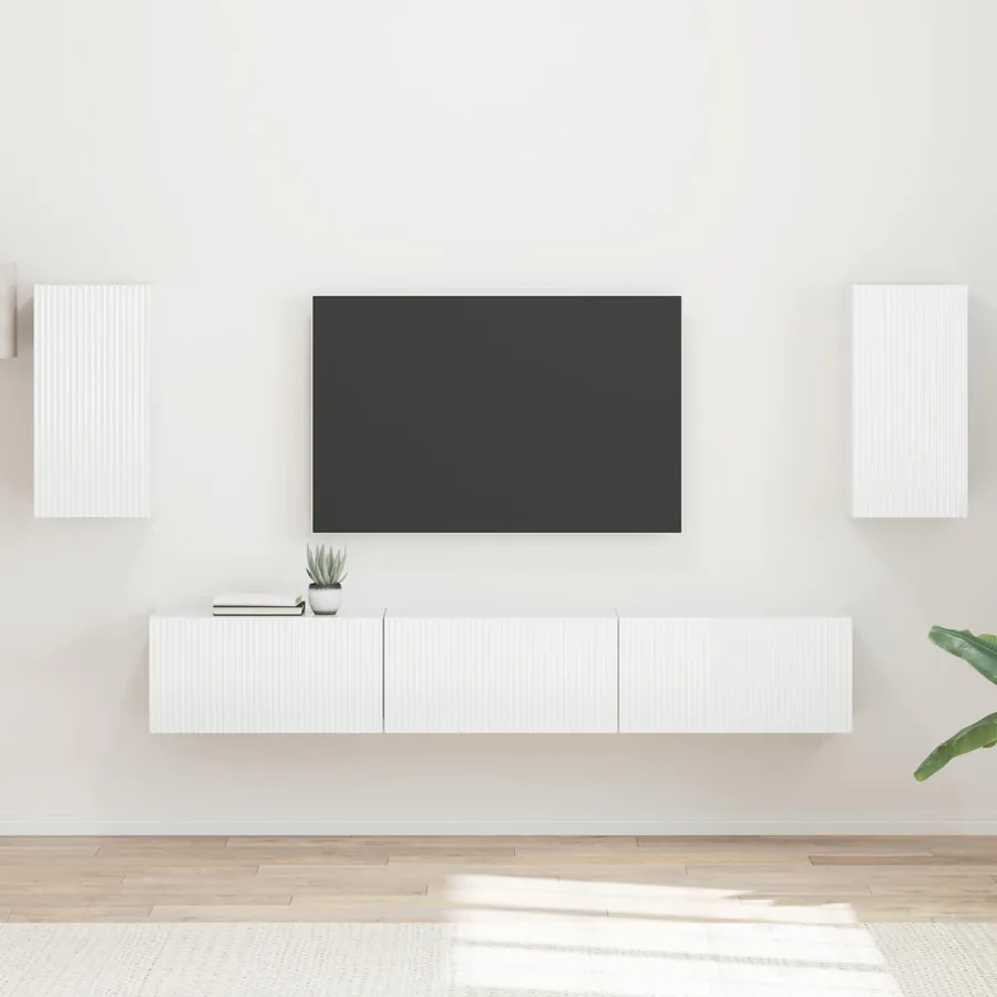 Ensemble meuble TV 5 pcs Blanc brillant Bois d'ingénierie