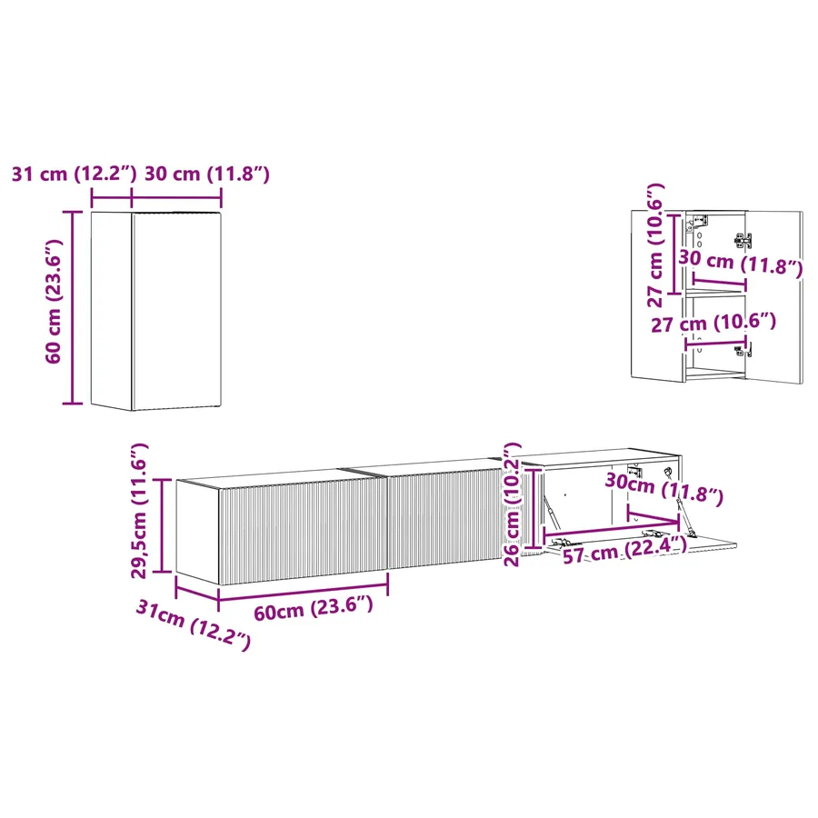 Ensemble meuble TV 5 pcs Blanc brillant Bois d'ingénierie - 13