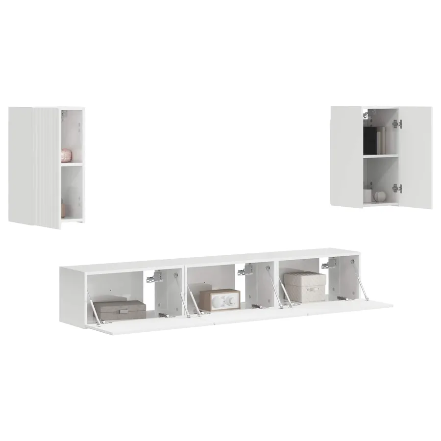 Ensemble meuble TV 5 pcs Blanc brillant Bois d'ingénierie - 3