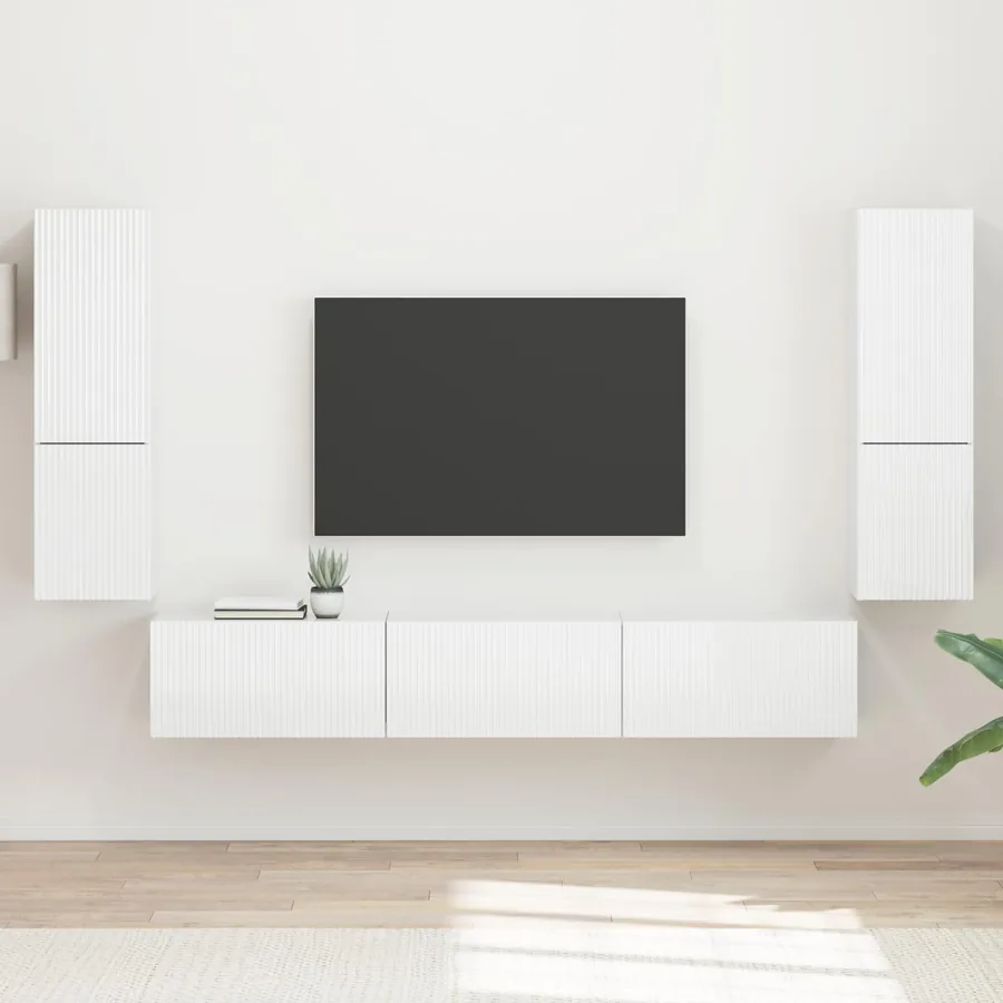Ensemble meuble TV 4 pcs Blanc brillant Bois d'ingénierie
