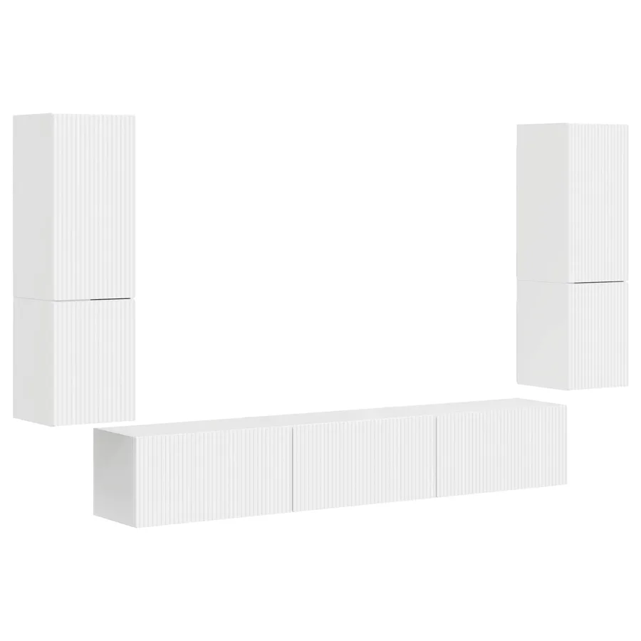 Ensemble meuble TV 4 pcs Blanc brillant Bois d'ingénierie - 2