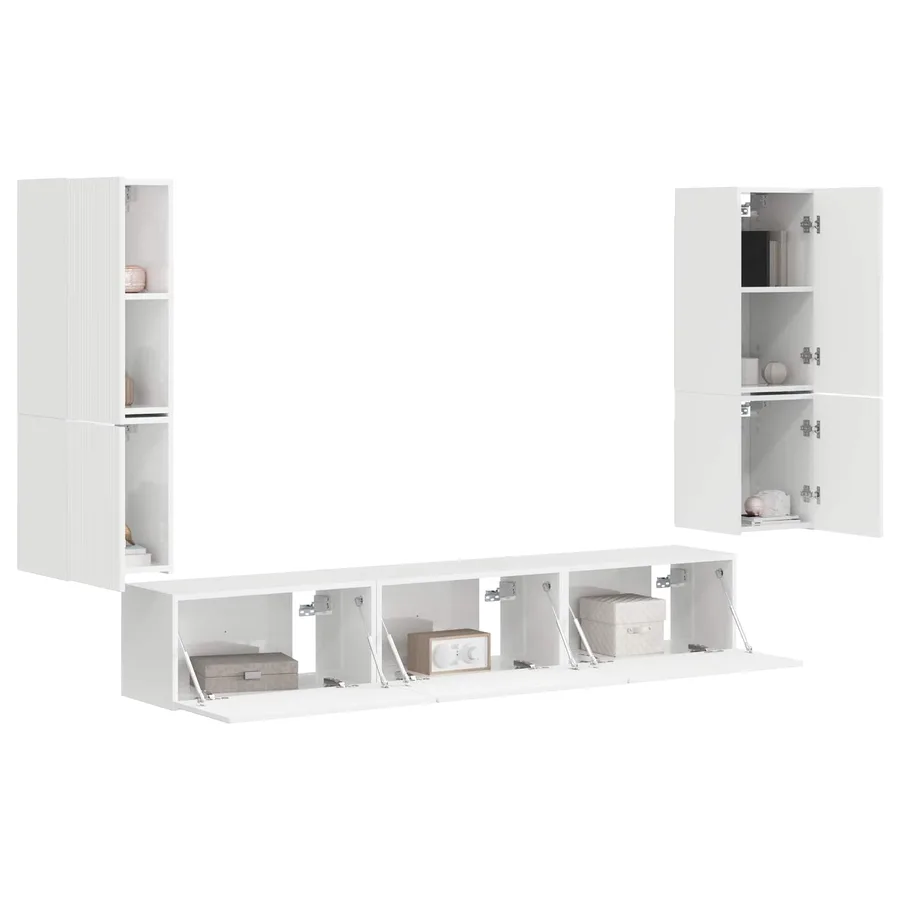 Ensemble meuble TV 4 pcs Blanc brillant Bois d'ingénierie - 3