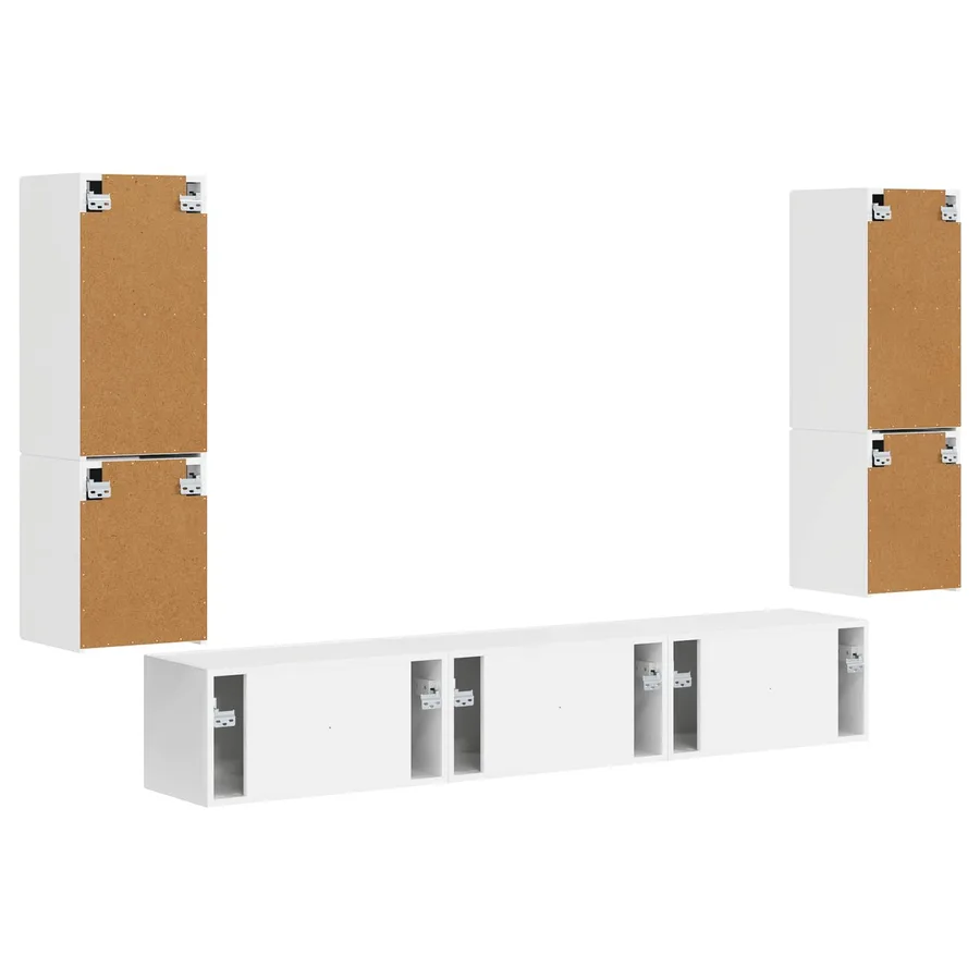 Ensemble meuble TV 4 pcs Blanc brillant Bois d'ingénierie - 9
