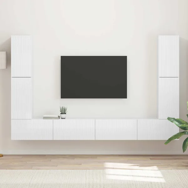 Ensemble meuble TV 8 pcs Blanc brillant Bois d'ingénierie