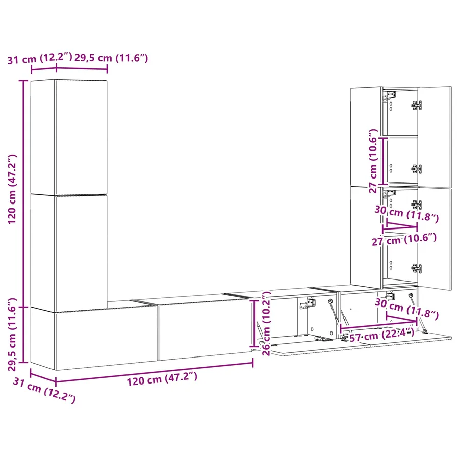 Ensemble meuble TV 8 pcs Blanc brillant Bois d'ingénierie - 13