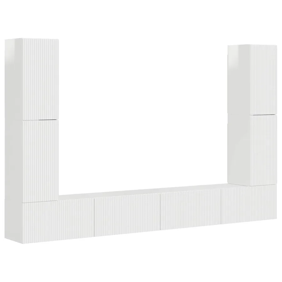 Ensemble meuble TV 8 pcs Blanc brillant Bois d'ingénierie - 2