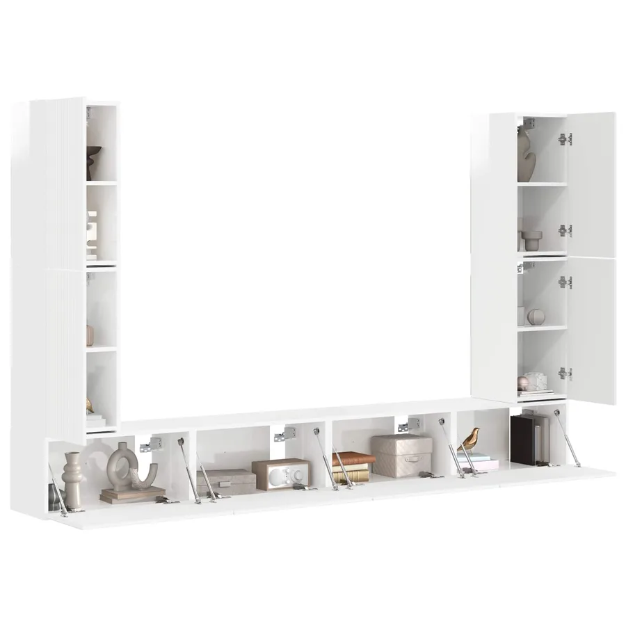 Ensemble meuble TV 8 pcs Blanc brillant Bois d'ingénierie - 3