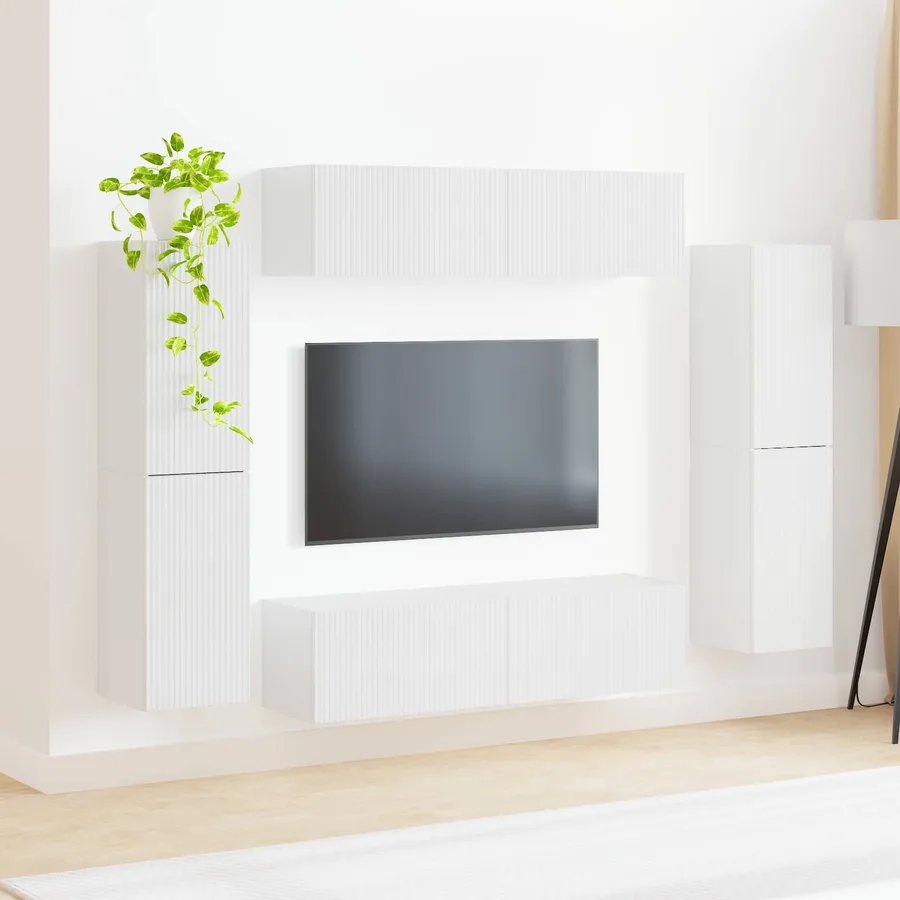 Ensemble meuble TV 8 pcs Blanc brillant Bois d'ingénierie - 4