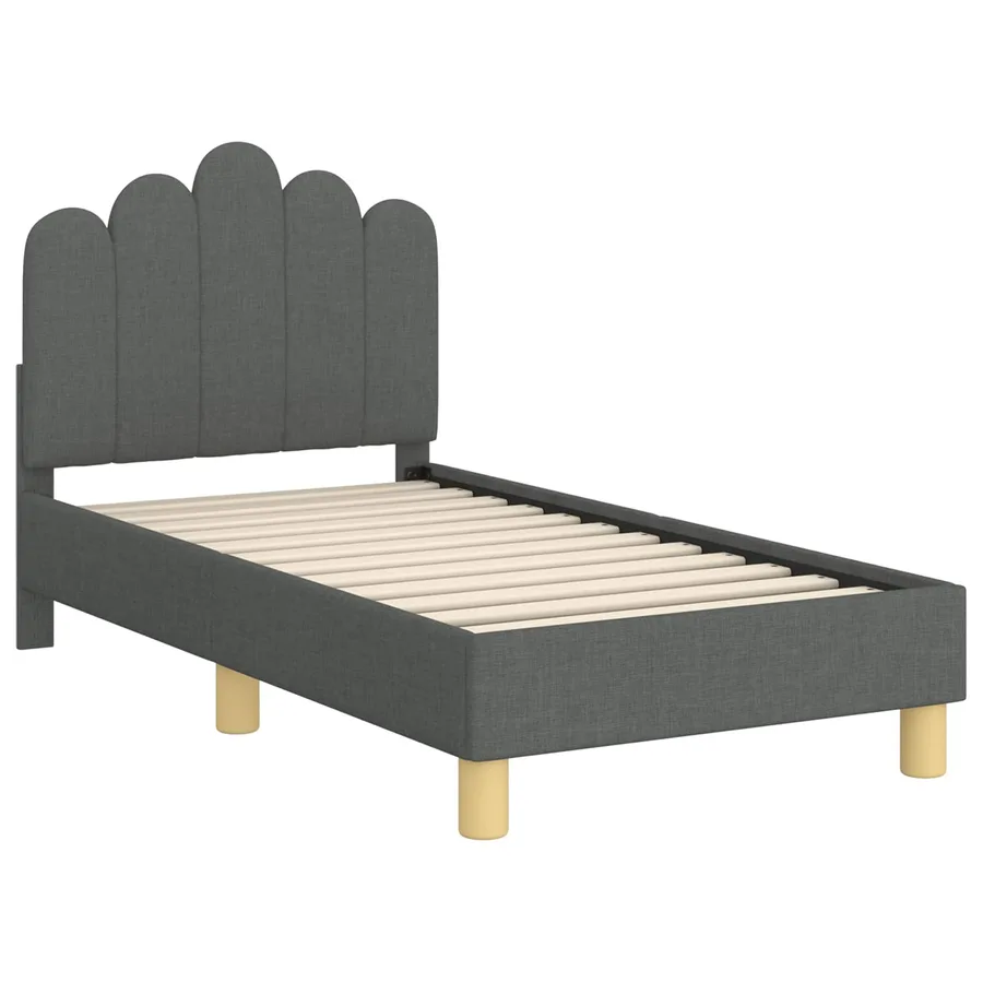 Cadre de lit pour tout-petit avec tête de lit Gris foncé Tissu - 4