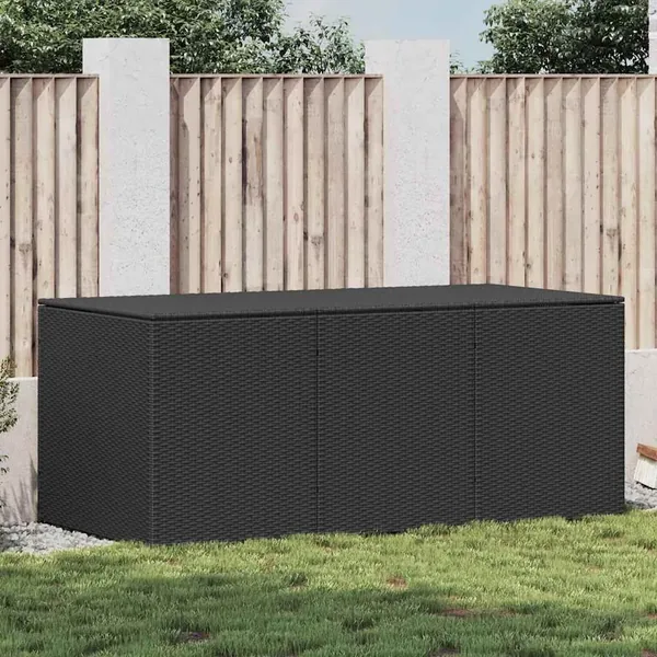 Boîte de rangement de jardin Résine tressée 180x90x70 cm Noir