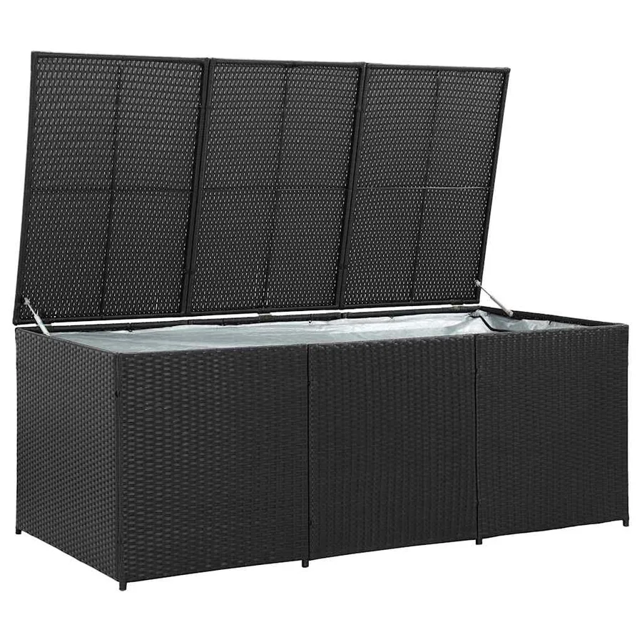 Boîte de rangement de jardin Résine tressée 180x90x70 cm Noir - 3