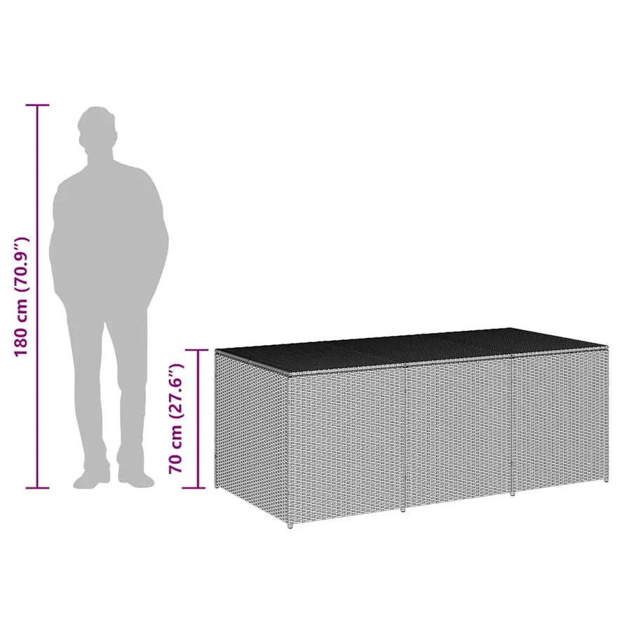 Boîte de rangement de jardin Résine tressée 180x90x70 cm Noir - 9