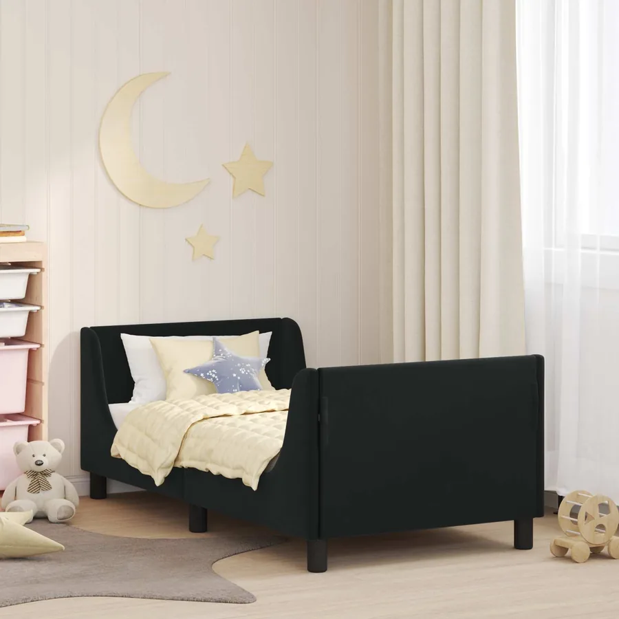 Cadre de lit pour enfants avec tête de lit Noir 80 x 160 cm