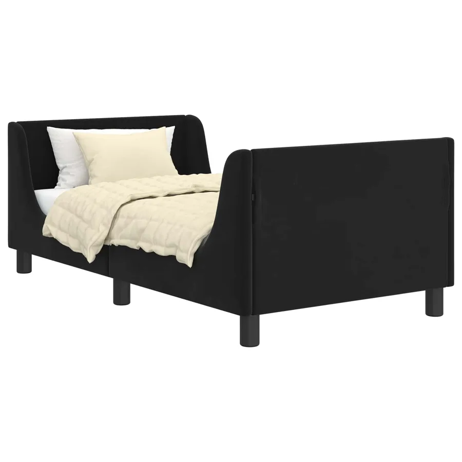 Cadre de lit pour enfants avec tête de lit Noir 80 x 160 cm - 2