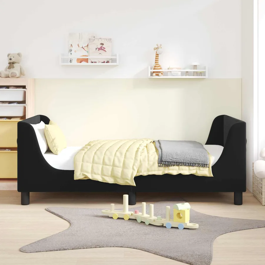 Cadre de lit pour enfants avec tête de lit Noir 80 x 160 cm - 3