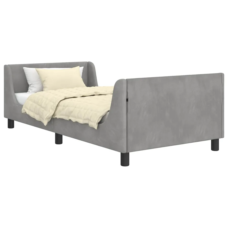 Cadre de lit pour enfants avec tête de lit Gris clair Velours - 2