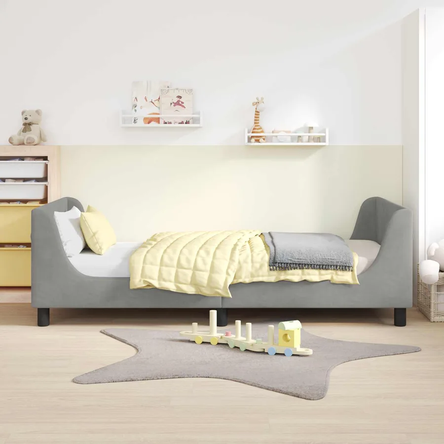 Cadre de lit pour enfants avec tête de lit Gris clair Velours - 3