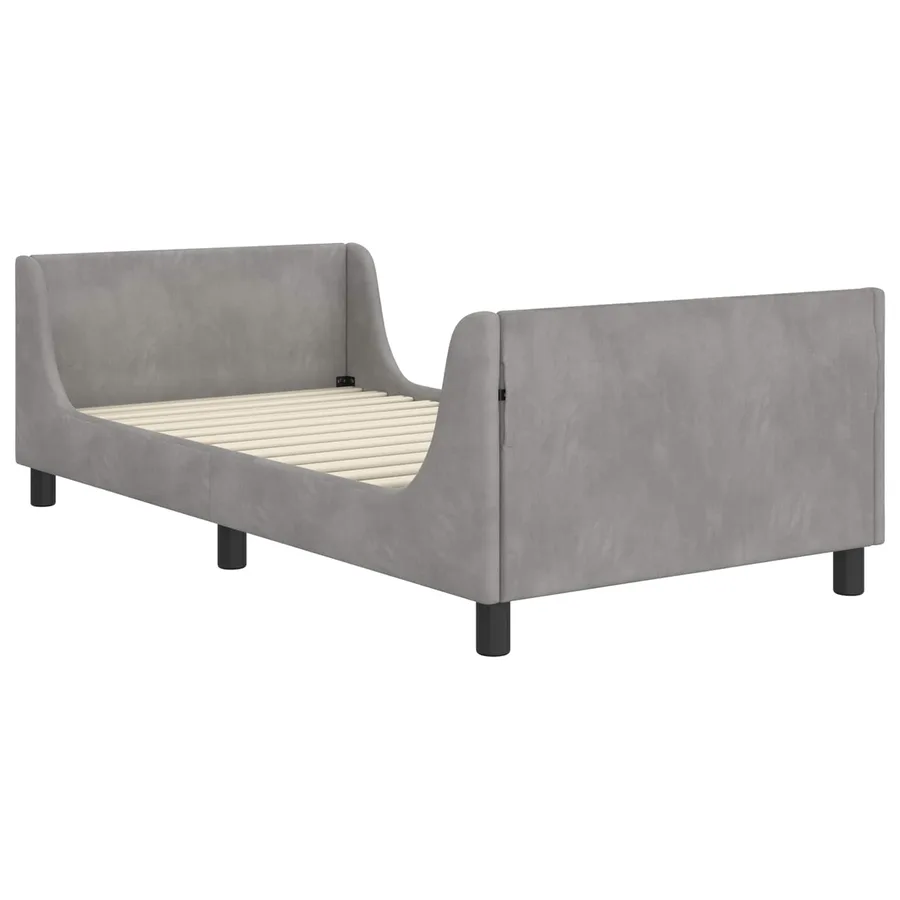 Cadre de lit pour enfants avec tête de lit Gris clair Velours - 4