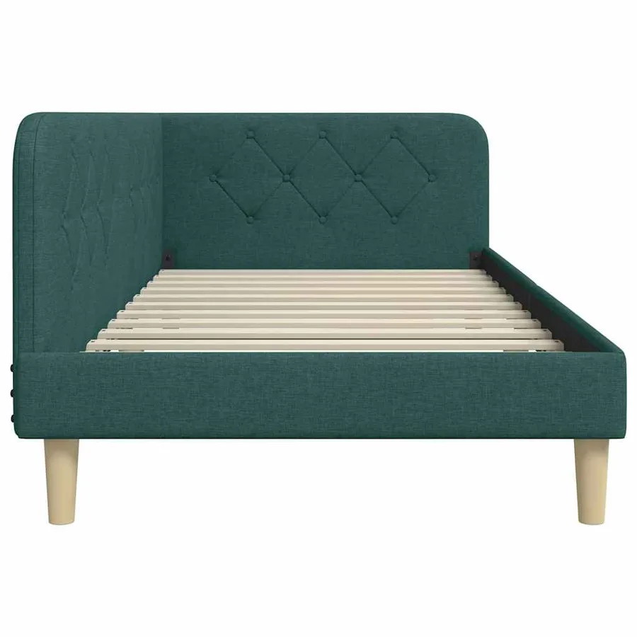 Cadre de lit d'angle Vert foncé 100 x 200 cm tissu - 6