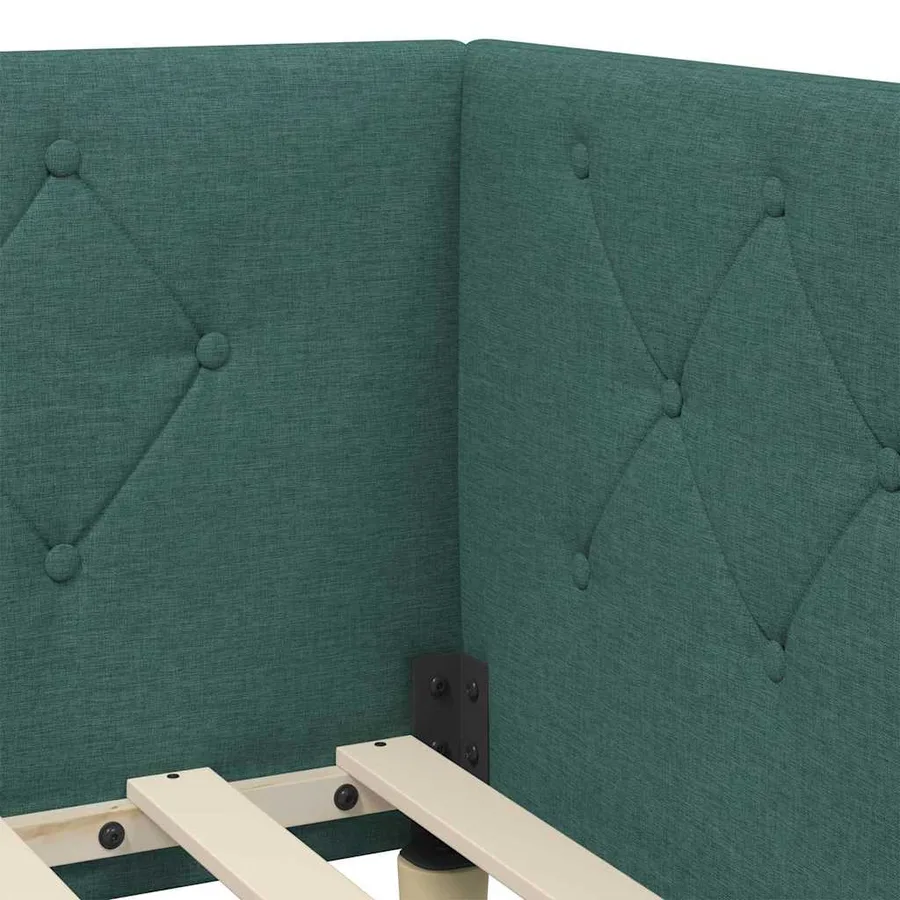 Cadre de lit d'angle Vert foncé 100 x 200 cm tissu - 10