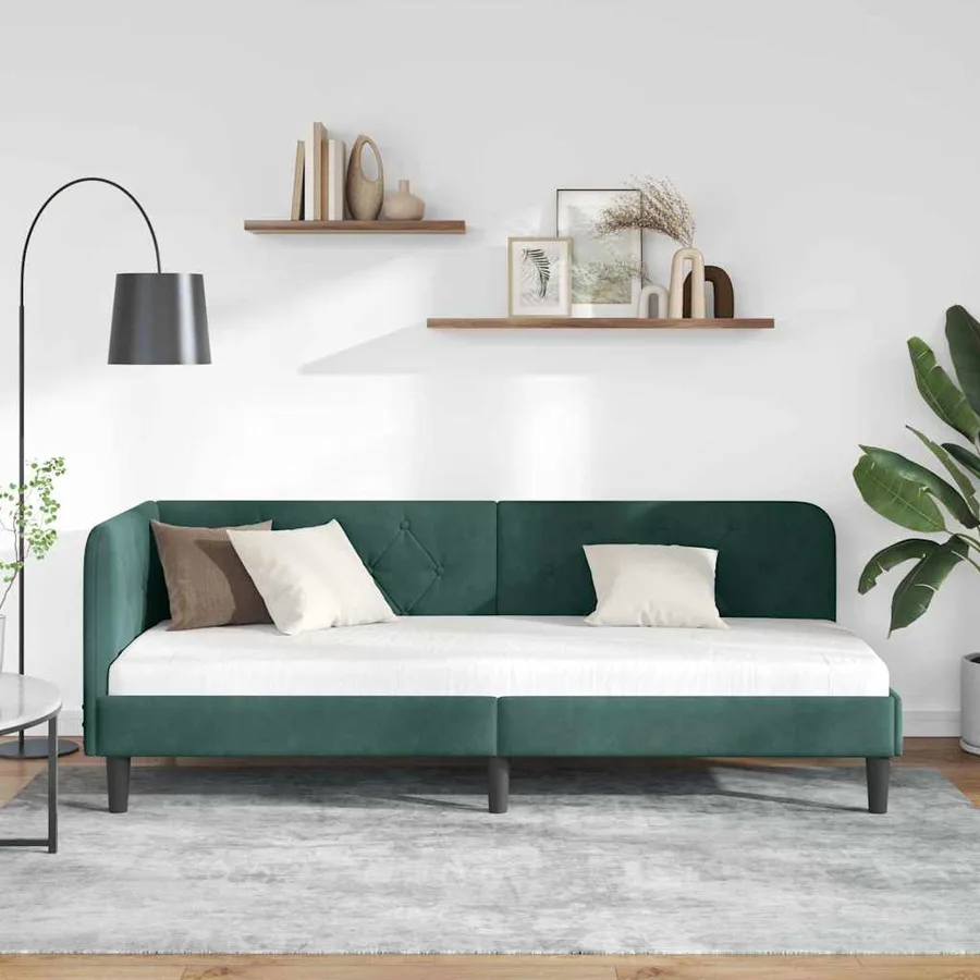 Cadre de lit d'angle Vert foncé 80 x 200 cm Velours - 4
