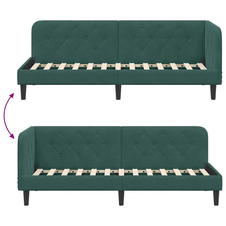 Cadre de lit d'angle Vert foncé 80 x 200 cm Velours - 9