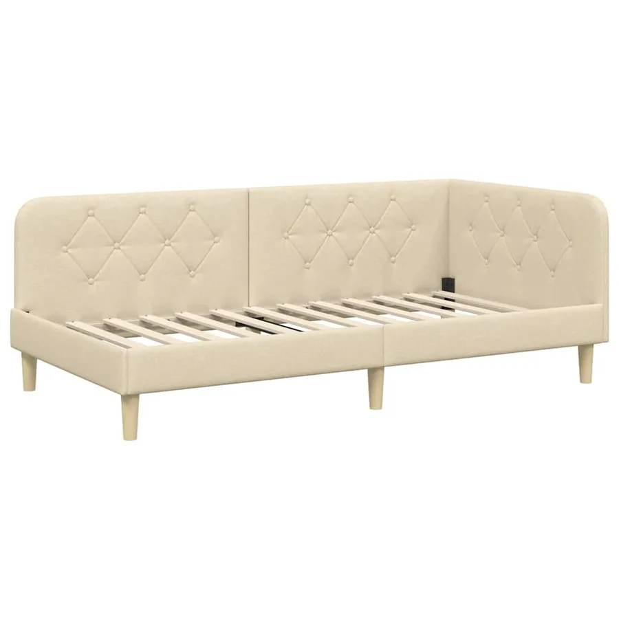 Cadre de lit d'angle Crème 100 x 200 cm tissu - 2