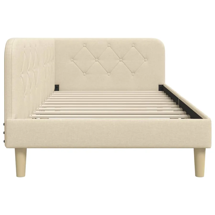 Cadre de lit d'angle Crème 100 x 200 cm tissu - 6