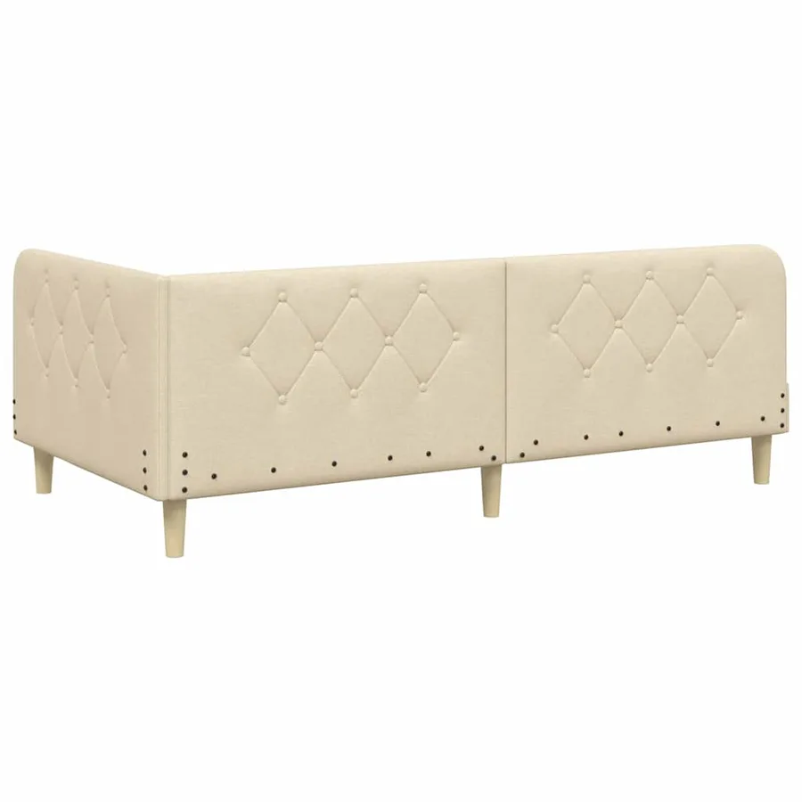 Cadre de lit d'angle Crème 100 x 200 cm tissu - 7