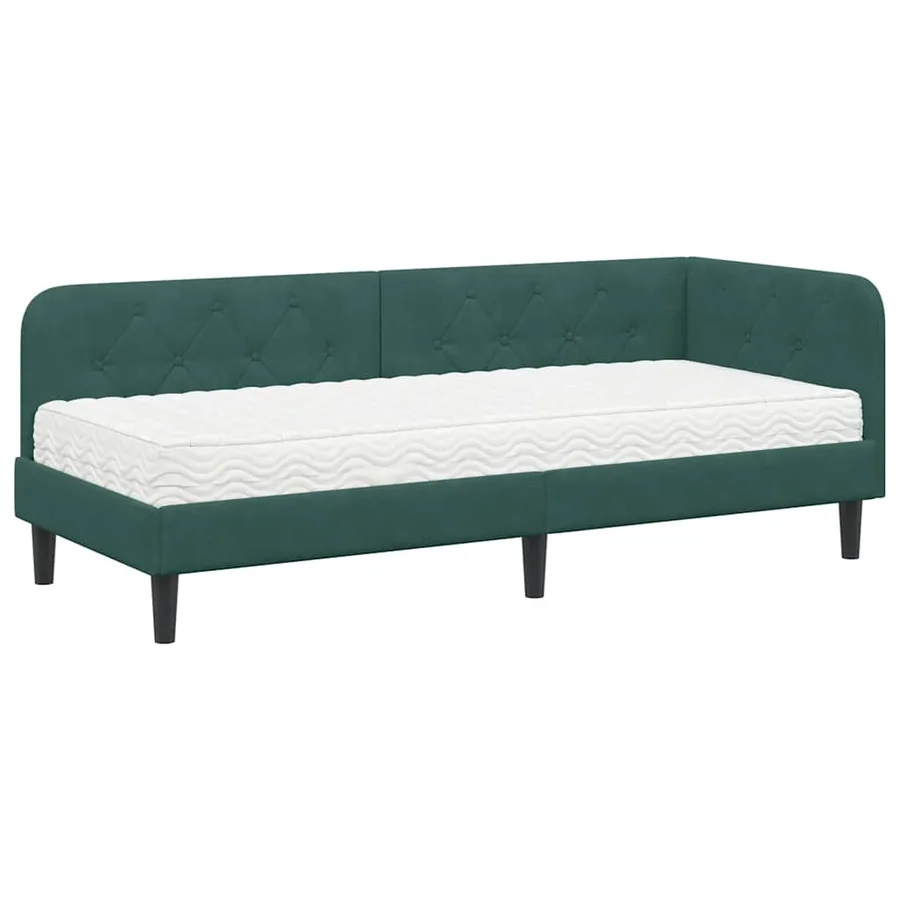 Cadre de lit d'angle Vert foncé 80 x 200 cm Velours - 2