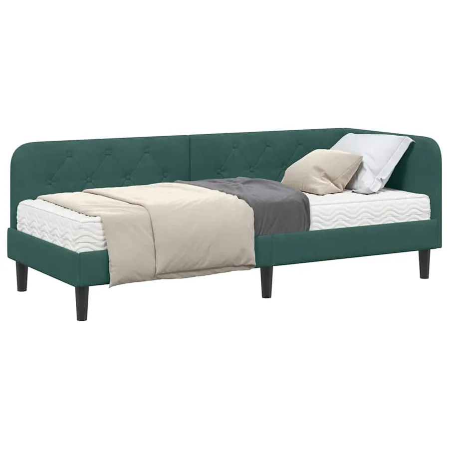Cadre de lit d'angle Vert foncé 80 x 200 cm Velours - 3