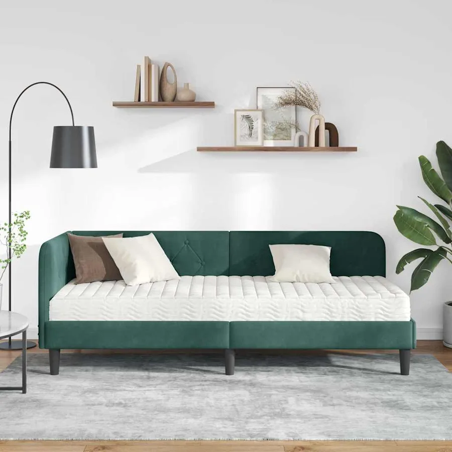 Cadre de lit d'angle Vert foncé 80 x 200 cm Velours - 4