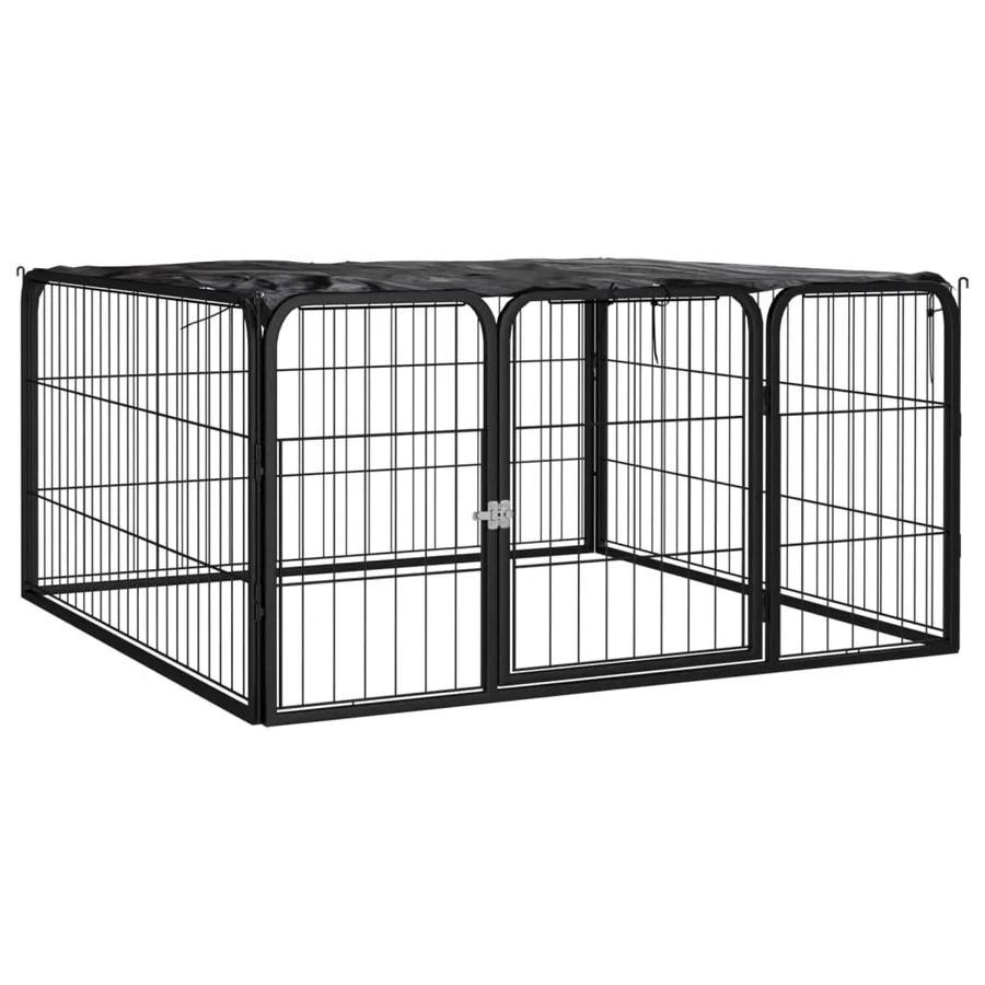 Parc pour chien 4 panneaux Noir 100x50cm Acier enduit de poudre