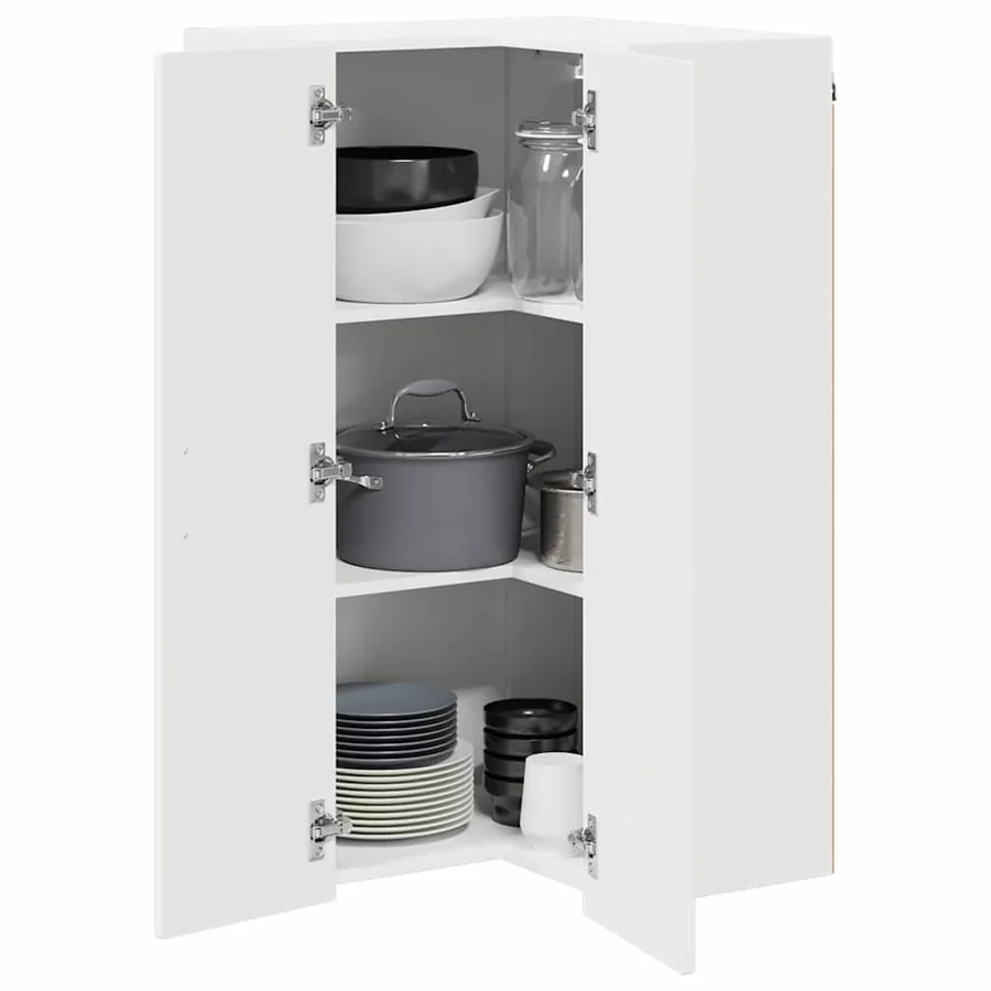 Cabinet d'angle mural PORTO Blanc 57 x 57 x 100 cm - 3
