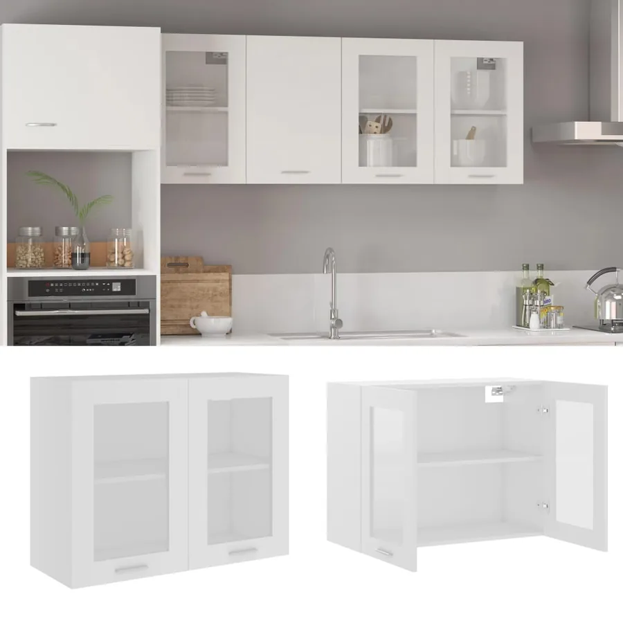 Wall display cabinet "Lyon" White 80 x 31 x 60 cm Engineered wood