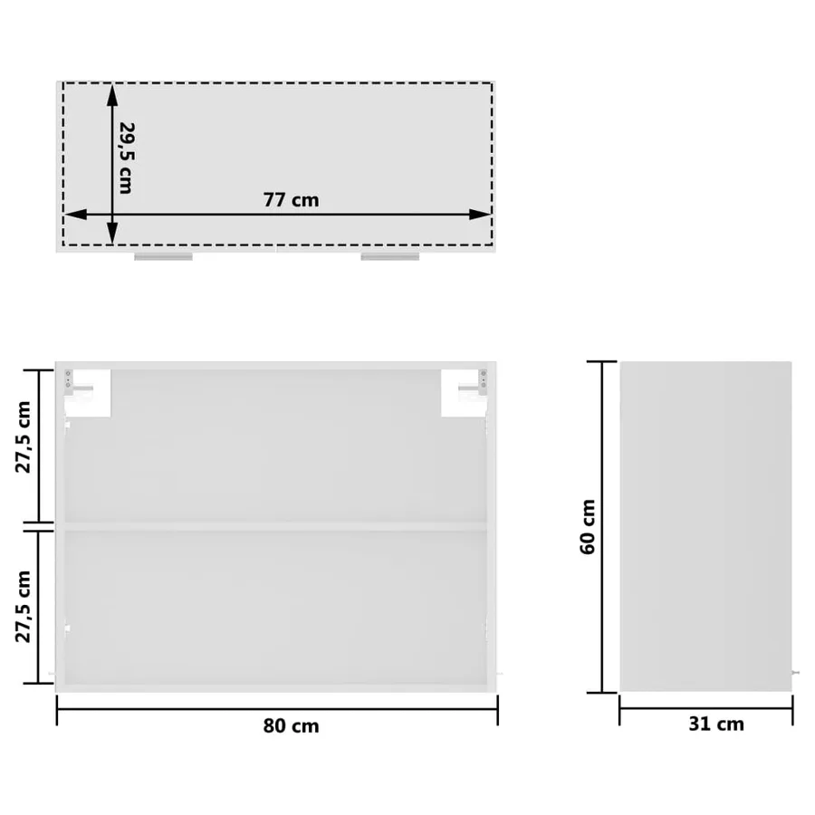 Wall display cabinet "Lyon" White 80 x 31 x 60 cm Engineered wood - 9