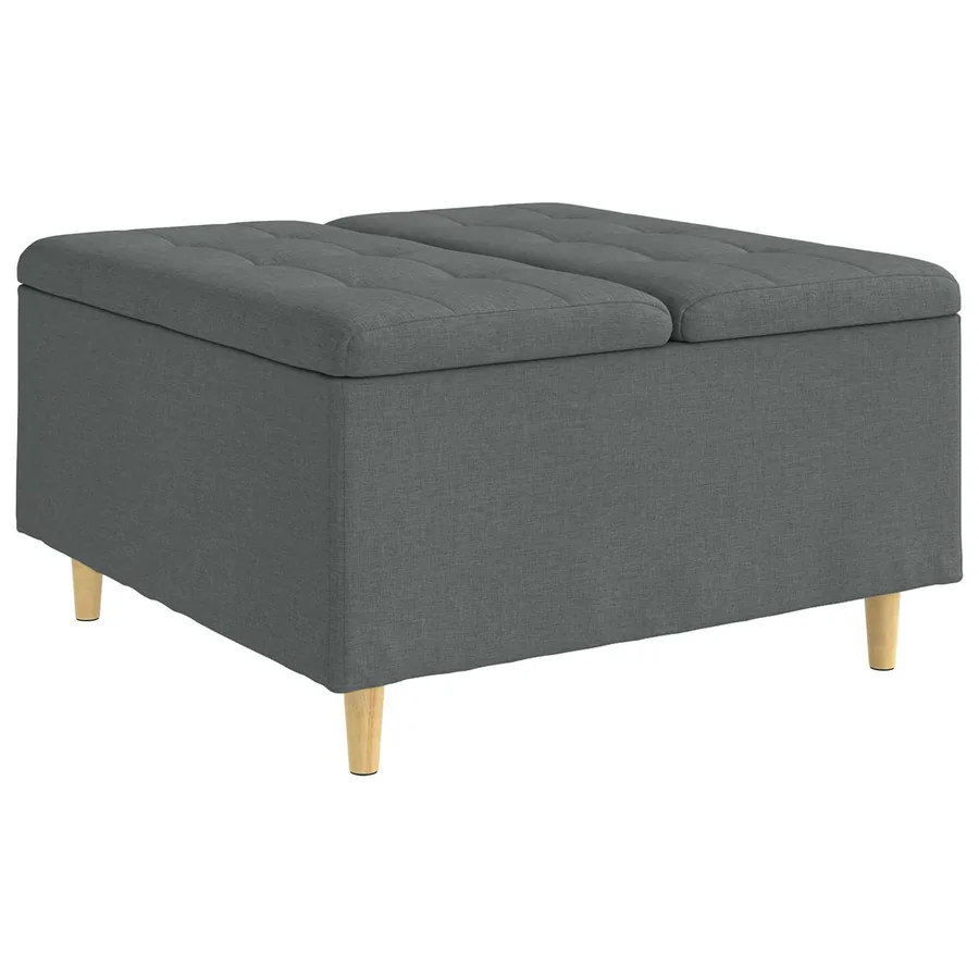 Pouf de rangement avec coussin Gris foncé 80 x 80 x 45 cm tissu - 2