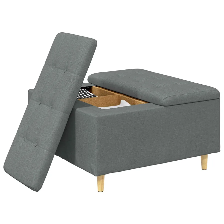 Pouf de rangement avec coussin Gris foncé 80 x 80 x 45 cm tissu - 3