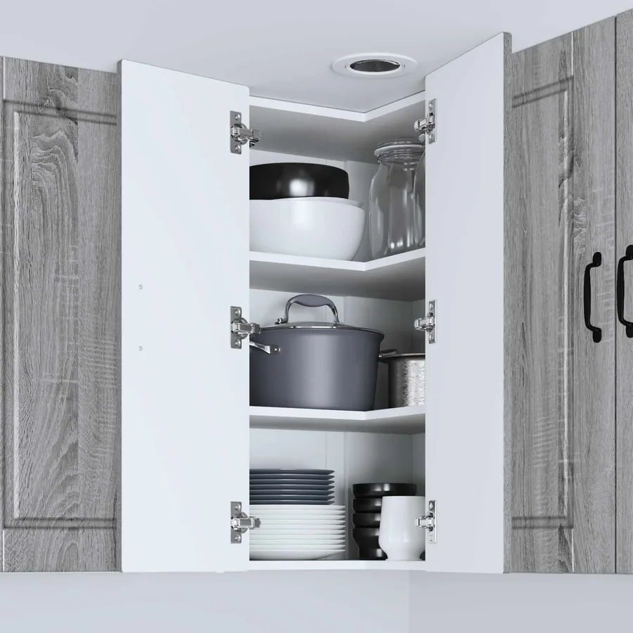 Cabinet d'angle mural PORTO Gris Sonoma 57 x 57 x 80 cm - 4
