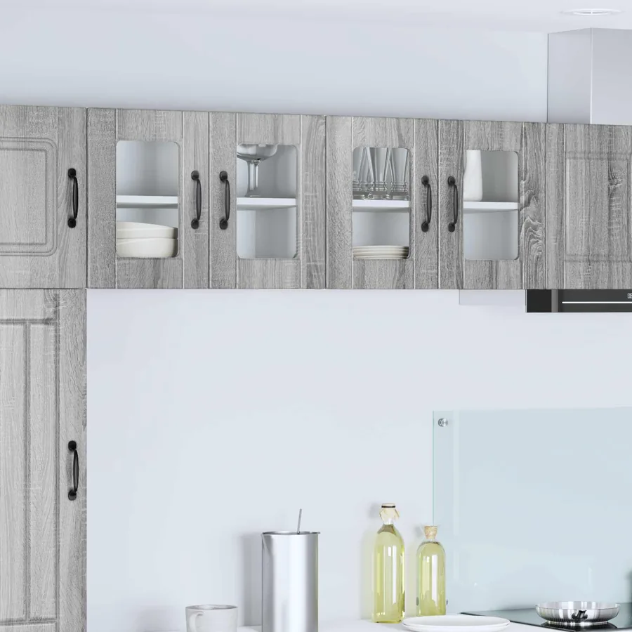 Cabinet en verre mural PORTO 2 pcs Gris Sonoma 60 x 31 x 40 cm