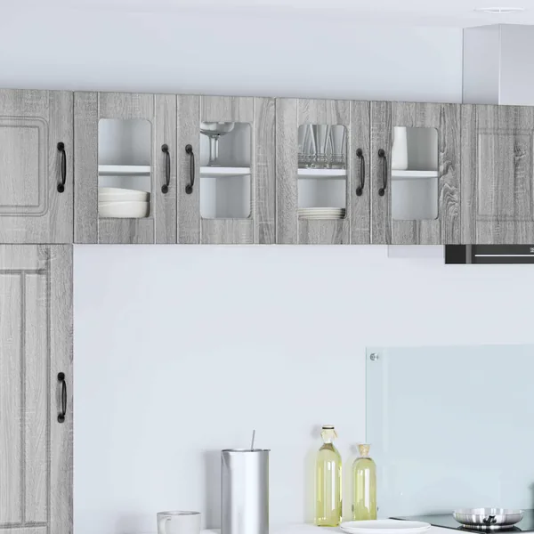 Cabinet en verre mural PORTO 2 pcs Gris Sonoma 60 x 31 x 40 cm